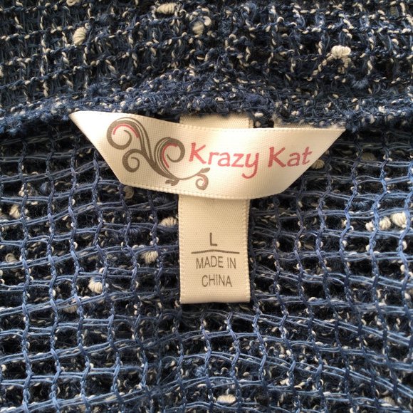 Krazy Kat Weave Blue Open Jacket, Size Large - Picture 6 of 8